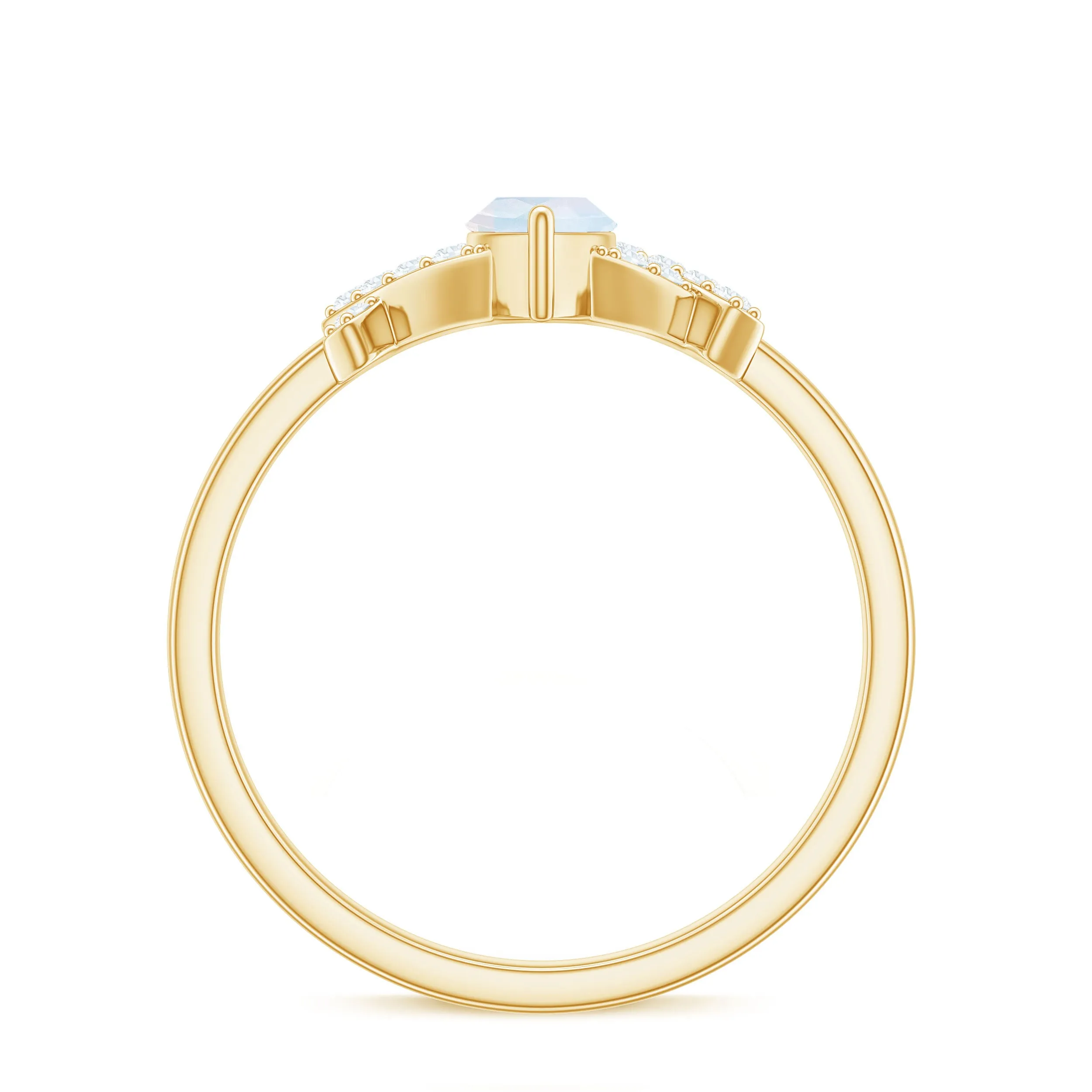 1/2 CT Marquise Cut Moonstone and Diamond Minimal Ring