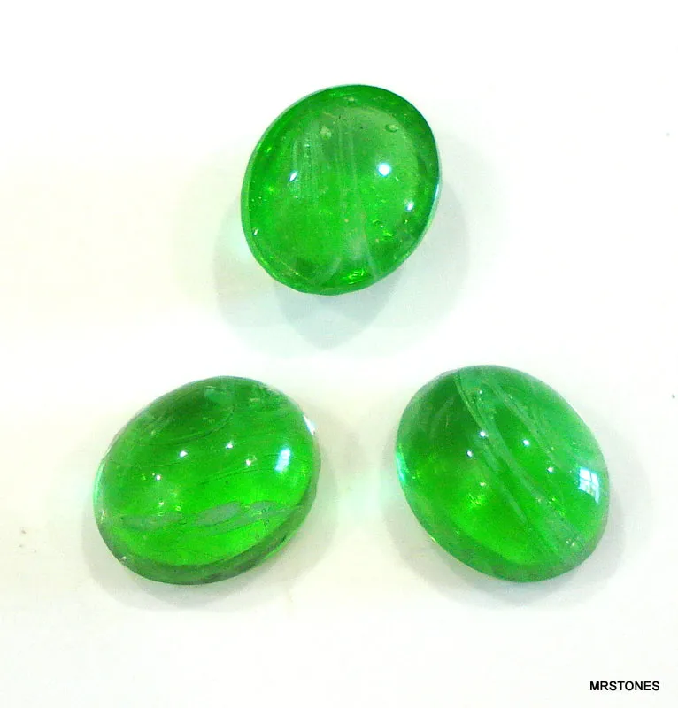 12x10mm (1685) Glass Flawed Peridot Oval Cabochon
