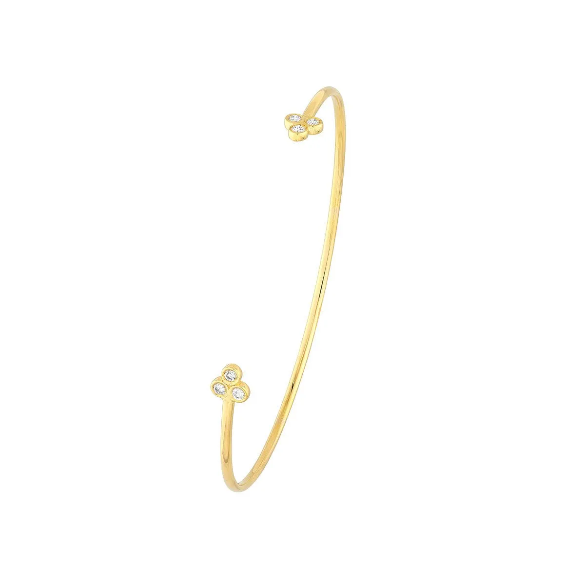 14K Gold 1/5tcw Diamond Trinity Ends Cuff Bangle