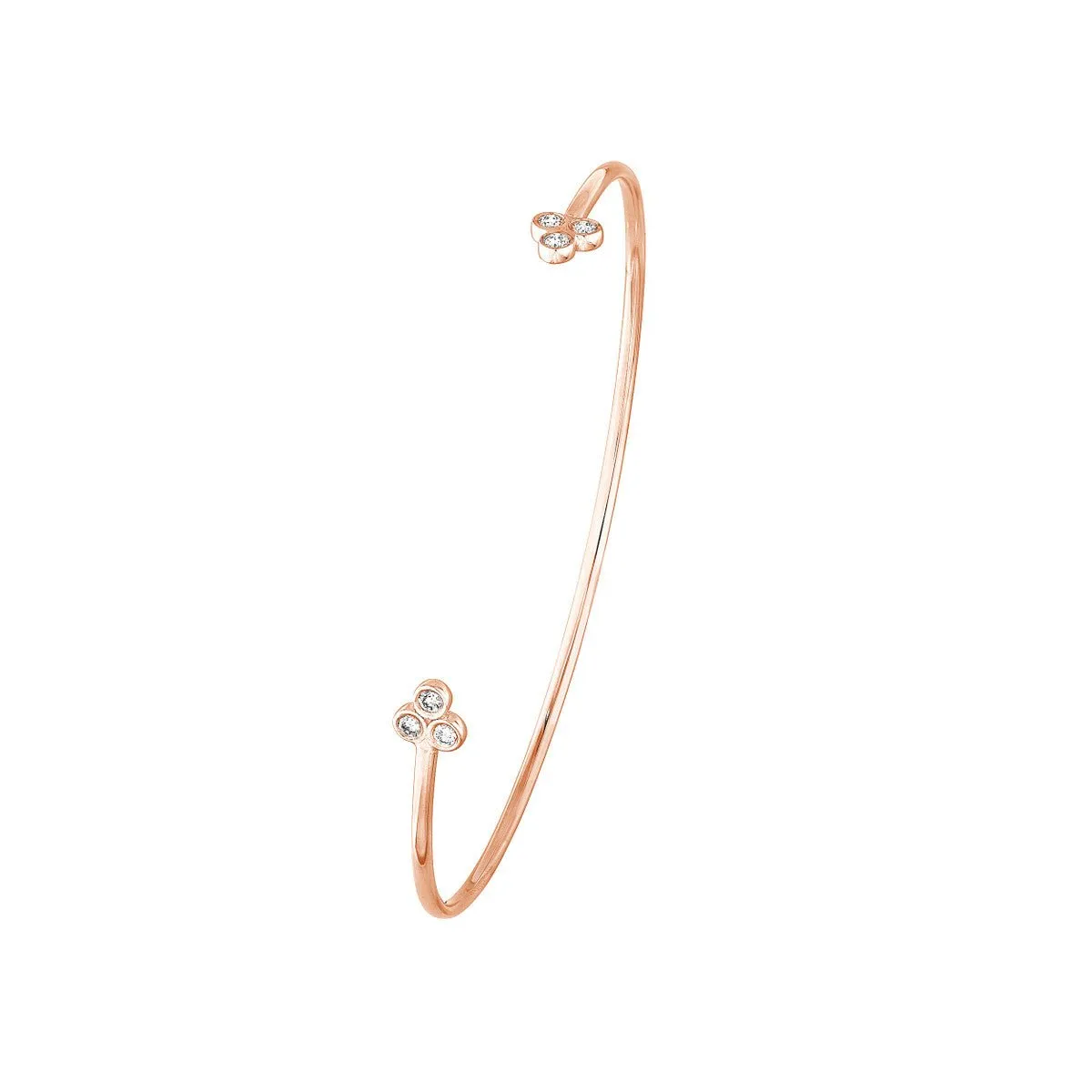 14K Gold 1/5tcw Diamond Trinity Ends Cuff Bangle