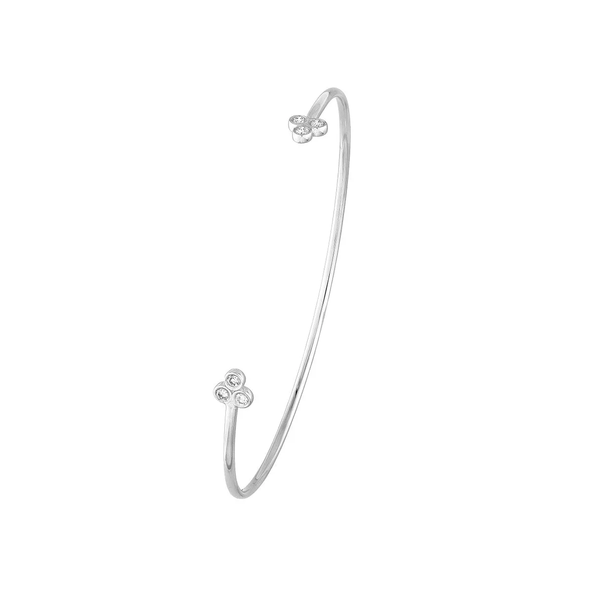 14K Gold 1/5tcw Diamond Trinity Ends Cuff Bangle