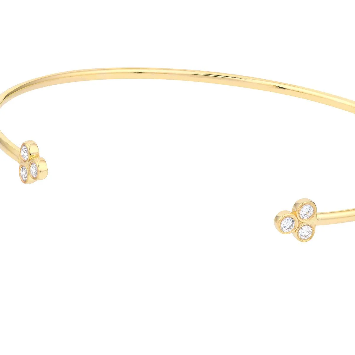 14K Gold 1/5tcw Diamond Trinity Ends Cuff Bangle