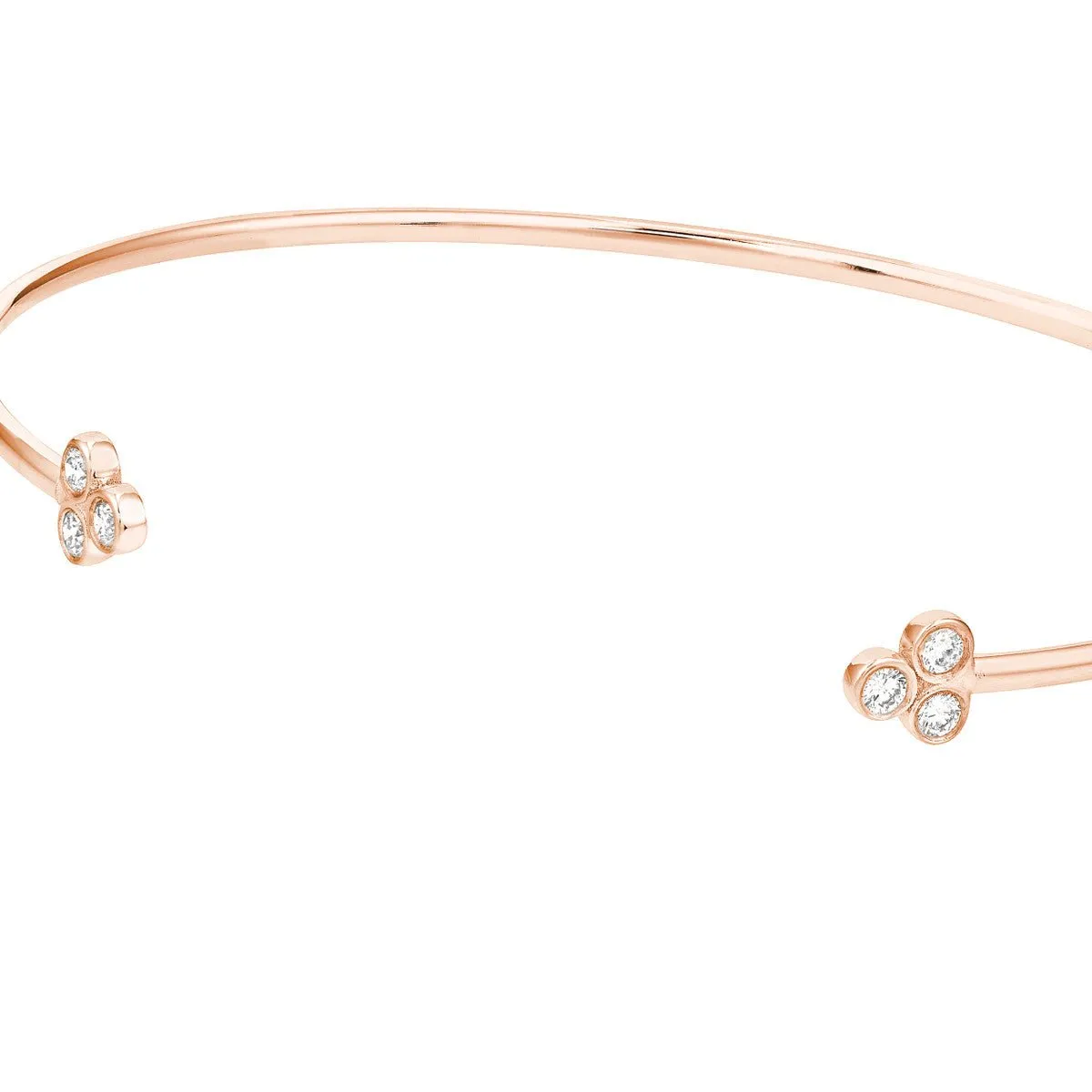 14K Gold 1/5tcw Diamond Trinity Ends Cuff Bangle