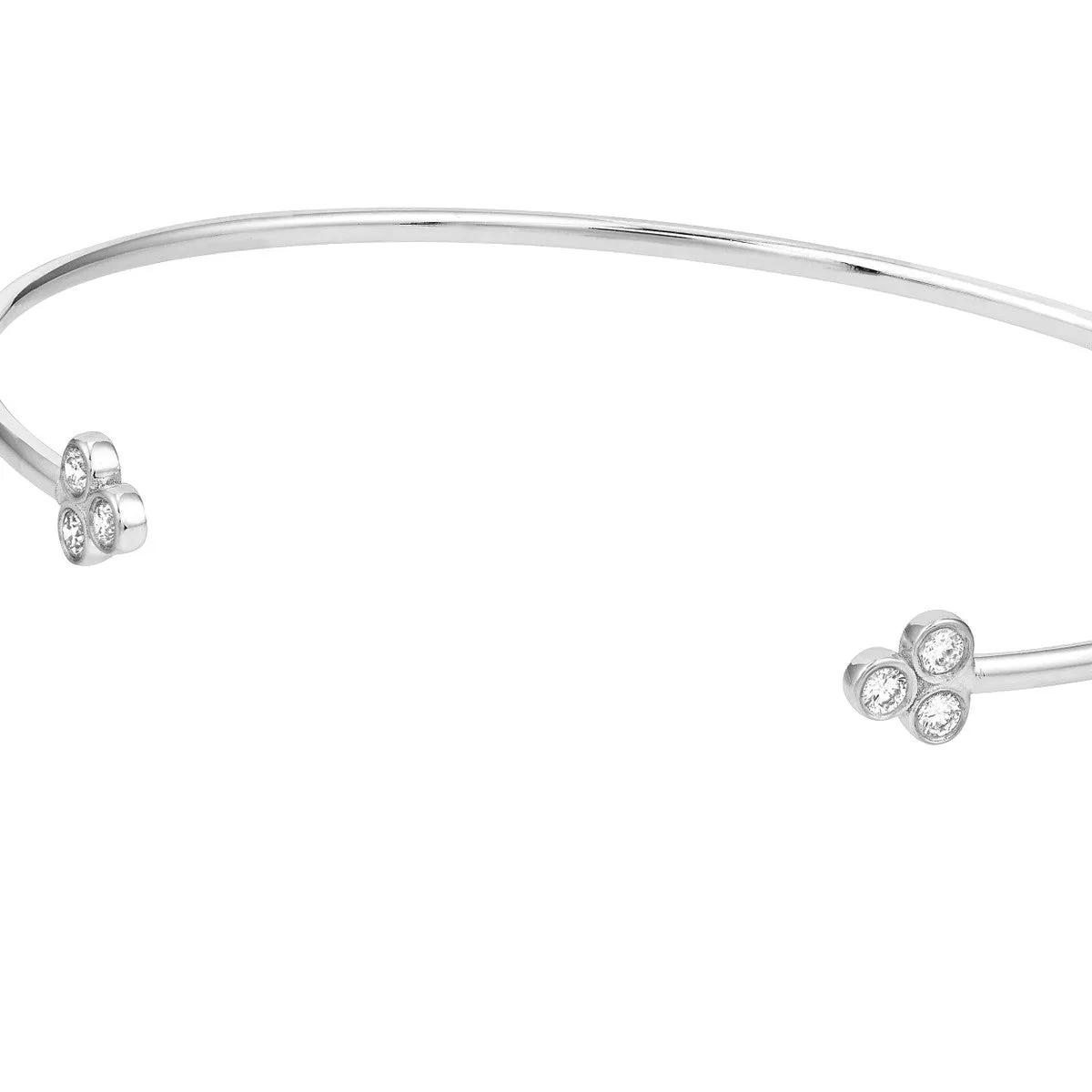 14K Gold 1/5tcw Diamond Trinity Ends Cuff Bangle