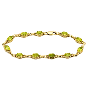 14K Gold & Brilliant Peridot Tennis Bracelet - 7"