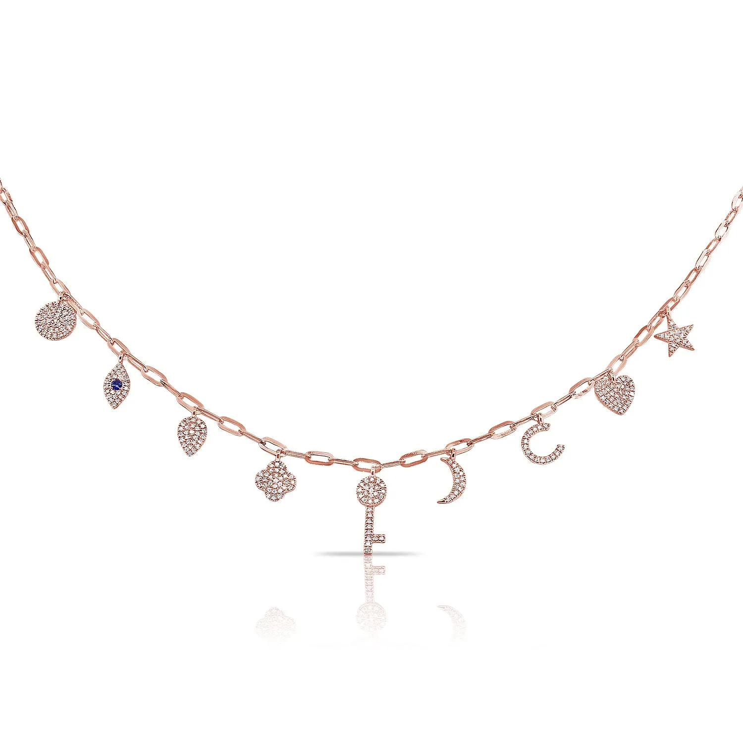 14k Gold & Diamond Charm Necklace - 0.50ct