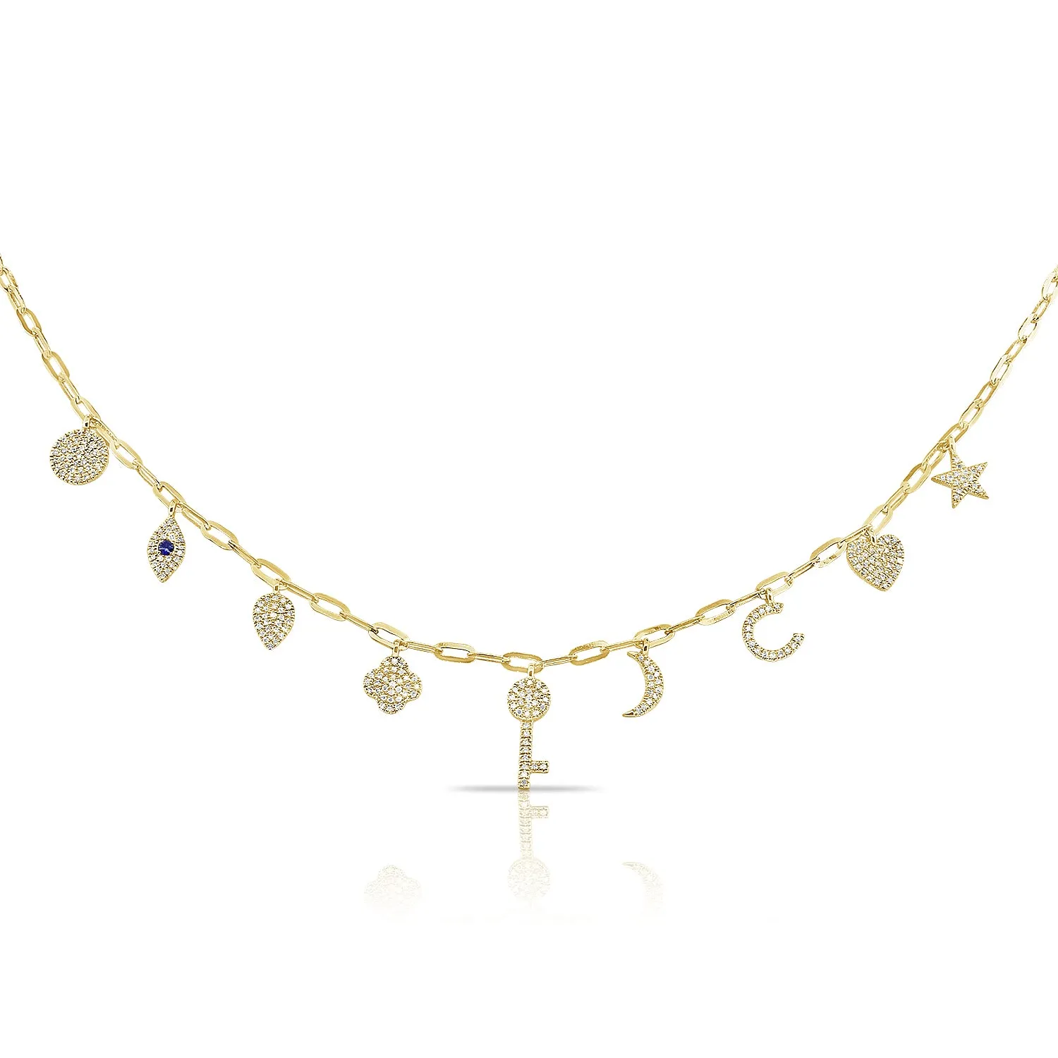 14k Gold & Diamond Charm Necklace - 0.50ct