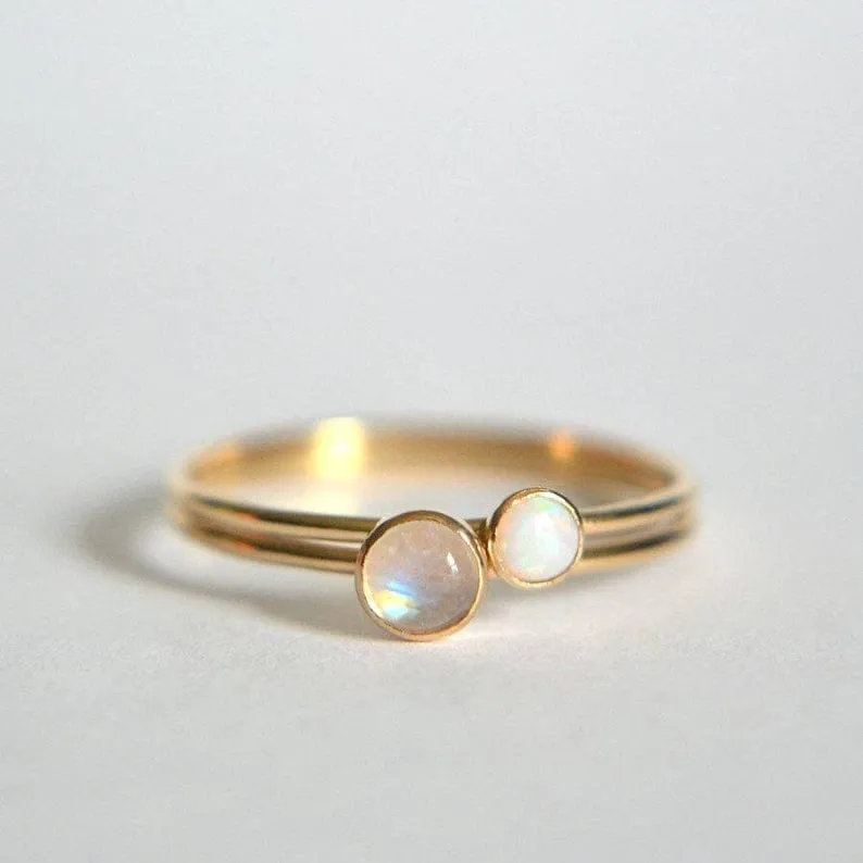 14k Moonstone & Opal Set