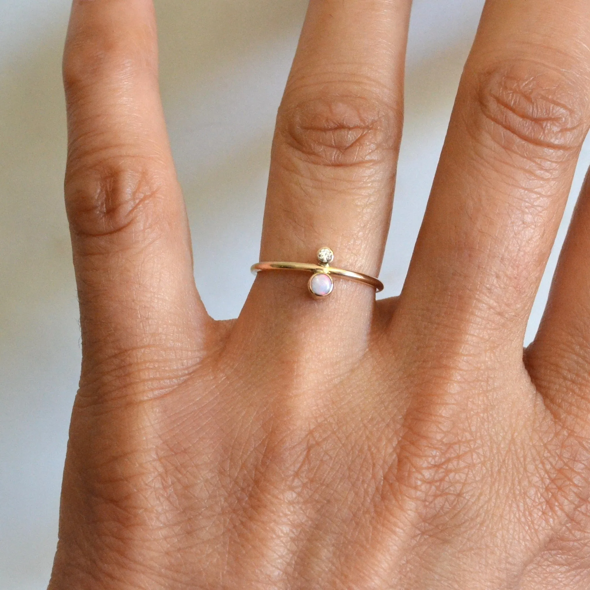14k Opal & Diamond Ring