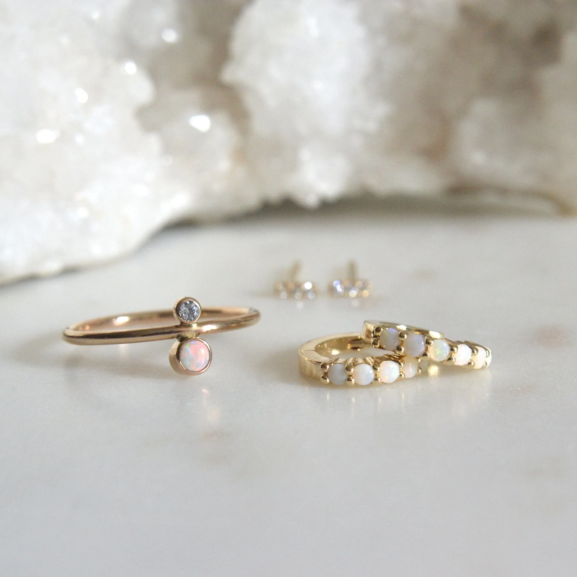14k Opal & Diamond Ring