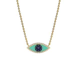 14k Turquoise Eye Necklace