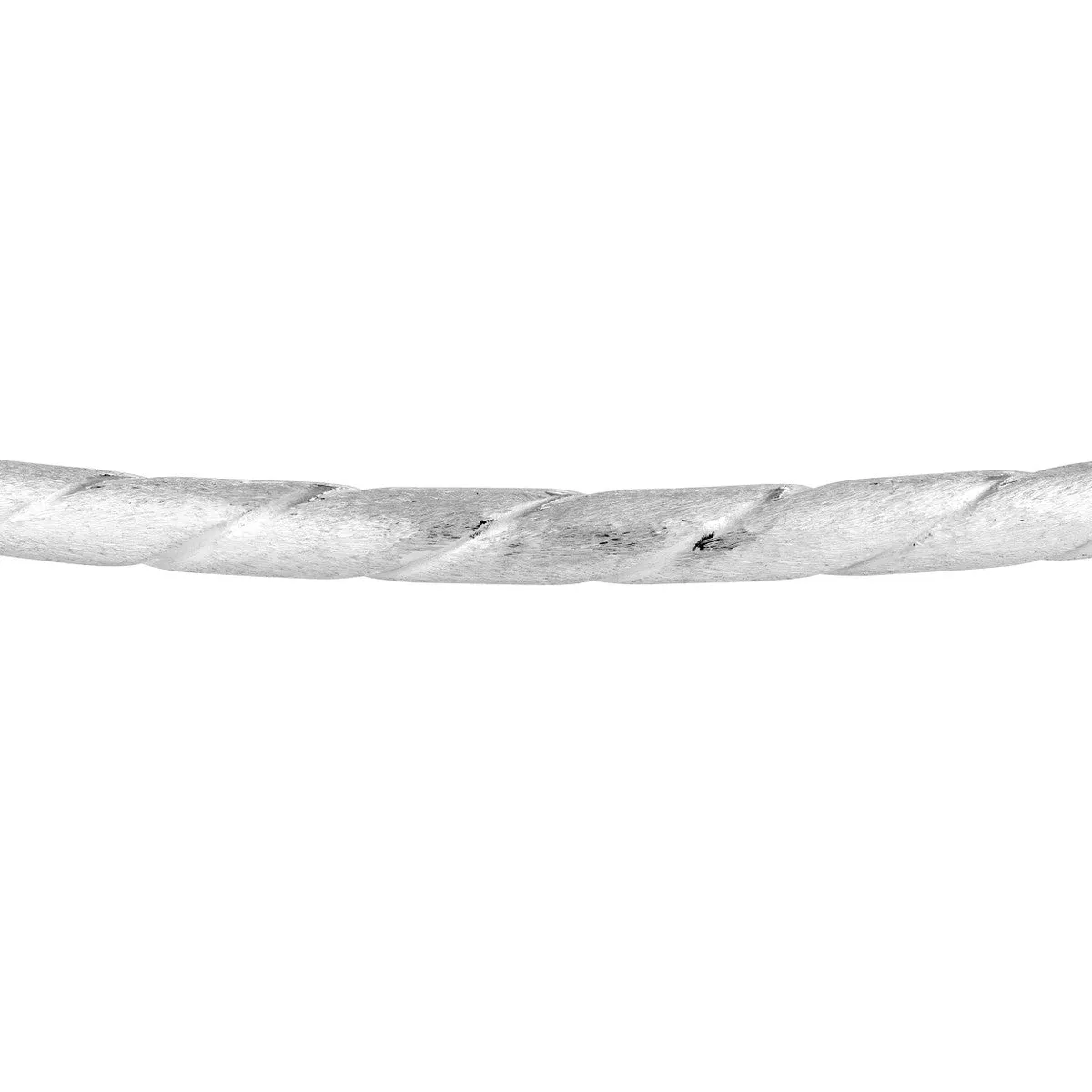 14K White Gold Twisted Brushed Hinged Bangle