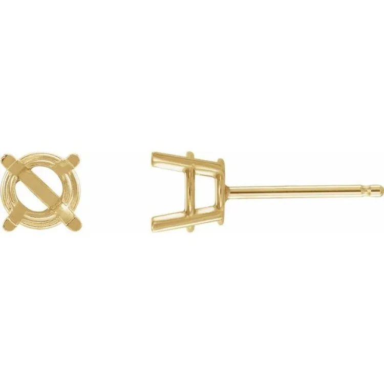 14K Yellow 6 mm Natural Peridot Stud Earrings