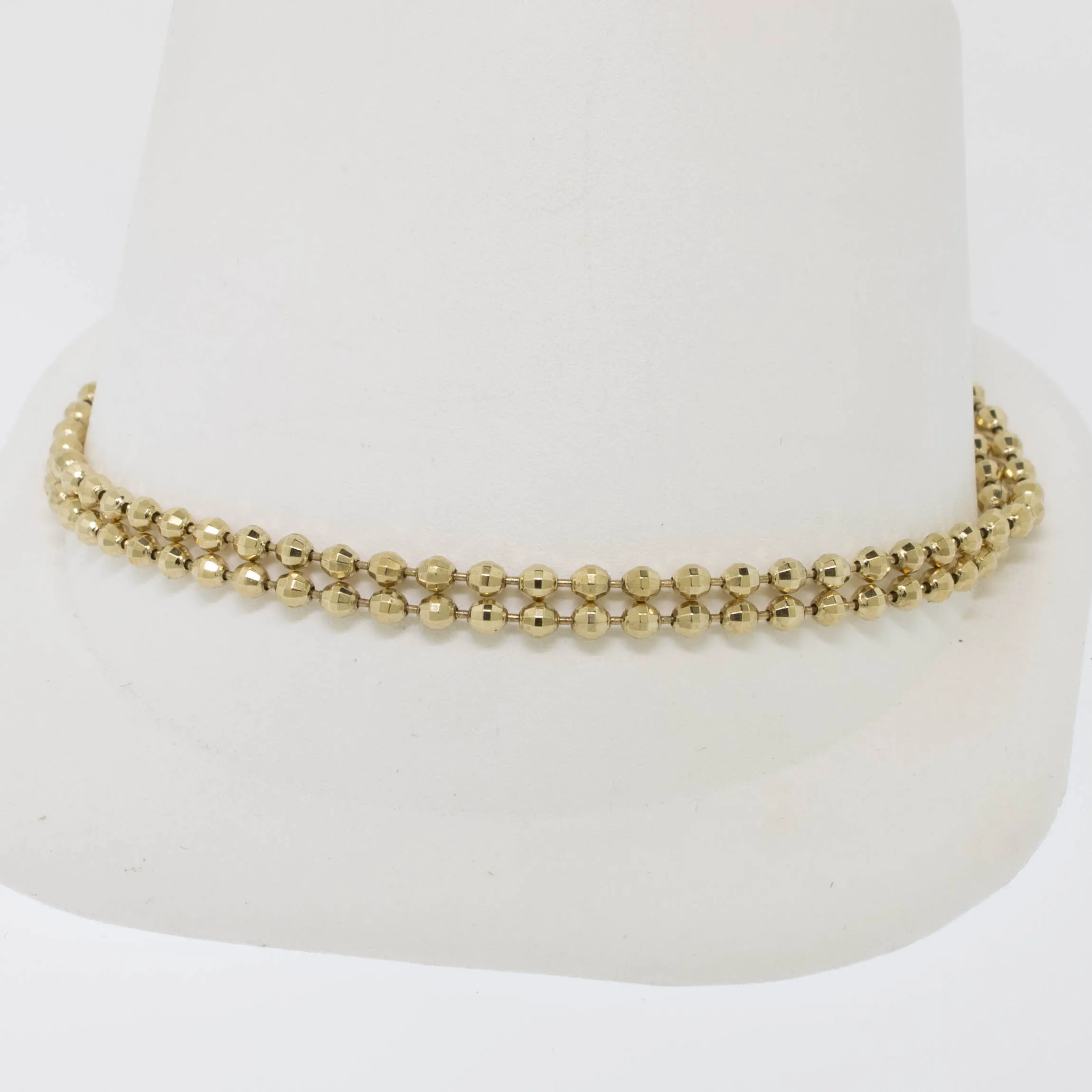 14K Yellow Gold 7.5" Double Row Beaded Bracelet Preowned Jewelry