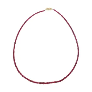14K Yellow Gold Graduated Beaded Ruby Necklace