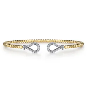 14K Yellow-White Gold Bujukan Diamond Teardrops Bangle
