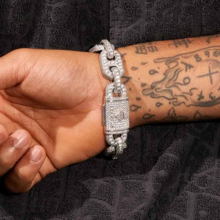 17mm G-Link Diamond Bracelet - White Gold