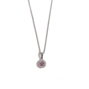 18ct White Gold Pink Sapphire Diamond Necklace - NTP409PSD-18WG