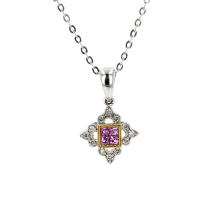 18K Diamond & Pink Sapphire Pendant