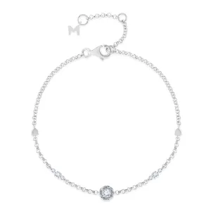 18K White Gold Solitaire Diamond Bracelet