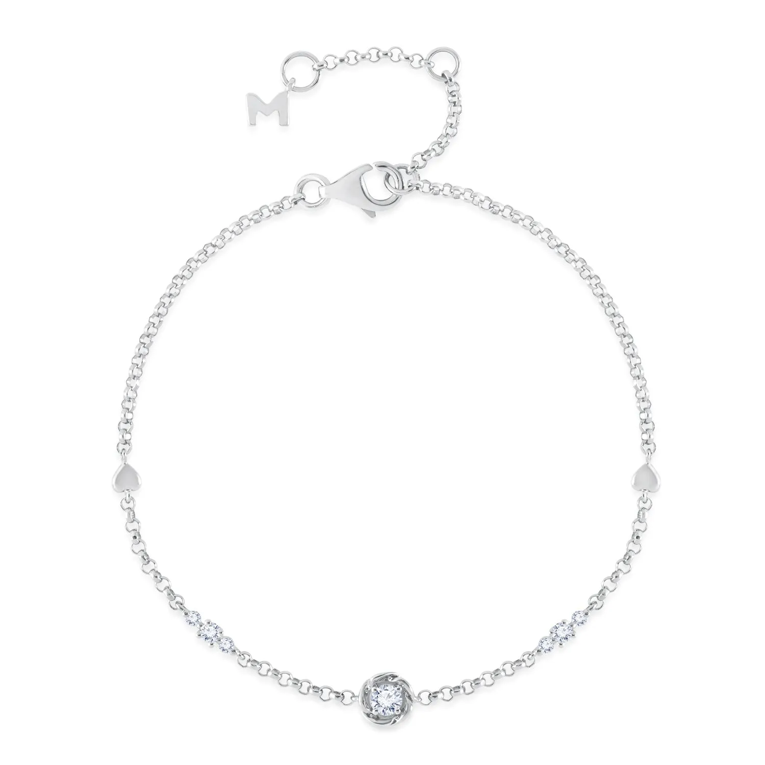 18K White Gold Solitaire Diamond Bracelet