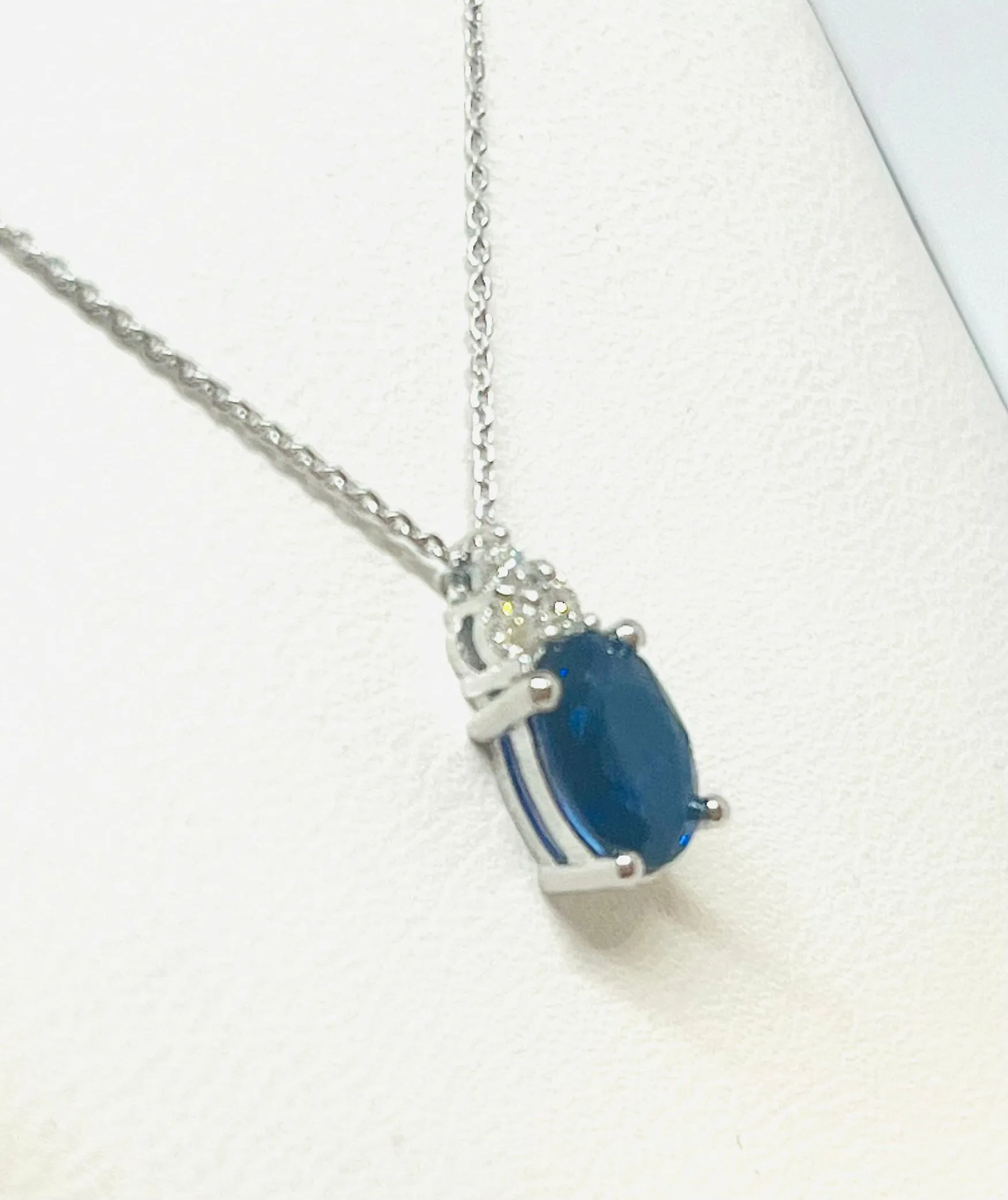 18kt White Gold Natural Sapphire and Diamond Pendant