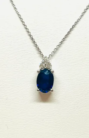 18kt White Gold Natural Sapphire and Diamond Pendant