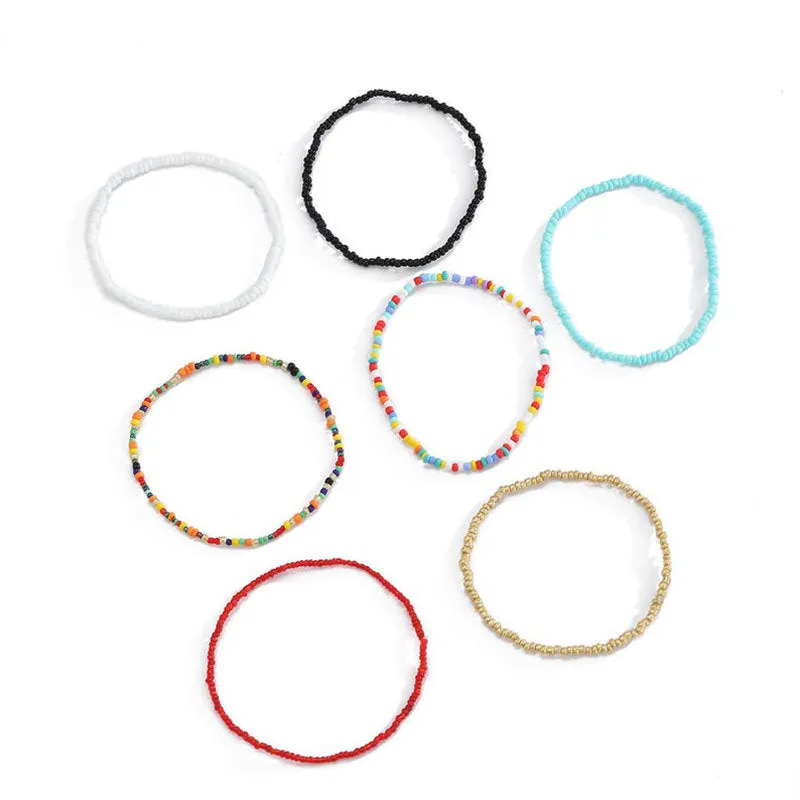 5 Pieces Beaded Anklet, Bead Anklet Ankle Bracelet, Dainty Anklet , Gift for Her, Gift for Girlfriend Wife Mom, Boho Foot Jewelry For Women