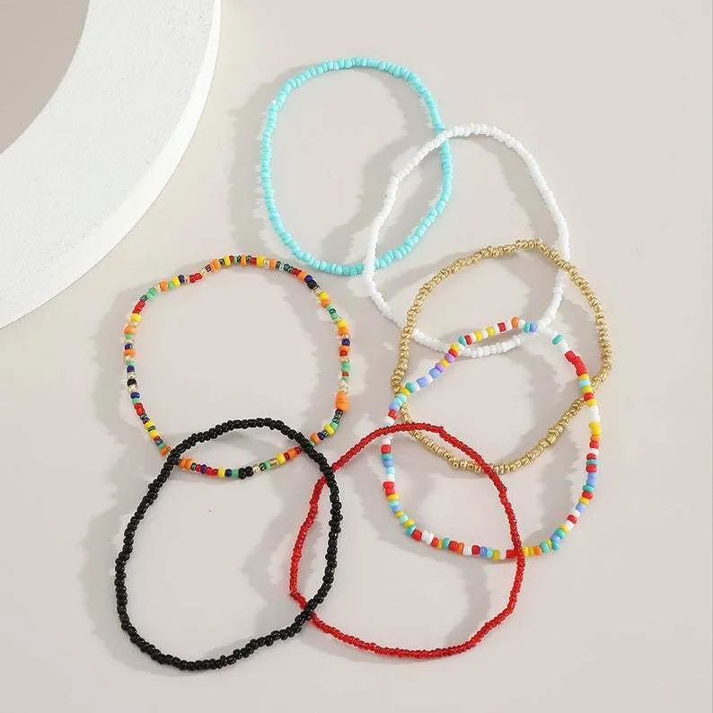 5 Pieces Beaded Anklet, Bead Anklet Ankle Bracelet, Dainty Anklet , Gift for Her, Gift for Girlfriend Wife Mom, Boho Foot Jewelry For Women