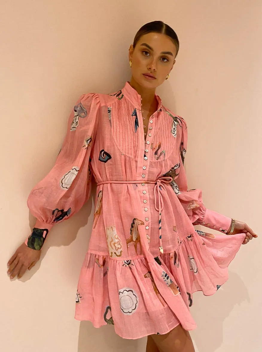 Alemais Cleo Smock Mini Dress in Pink