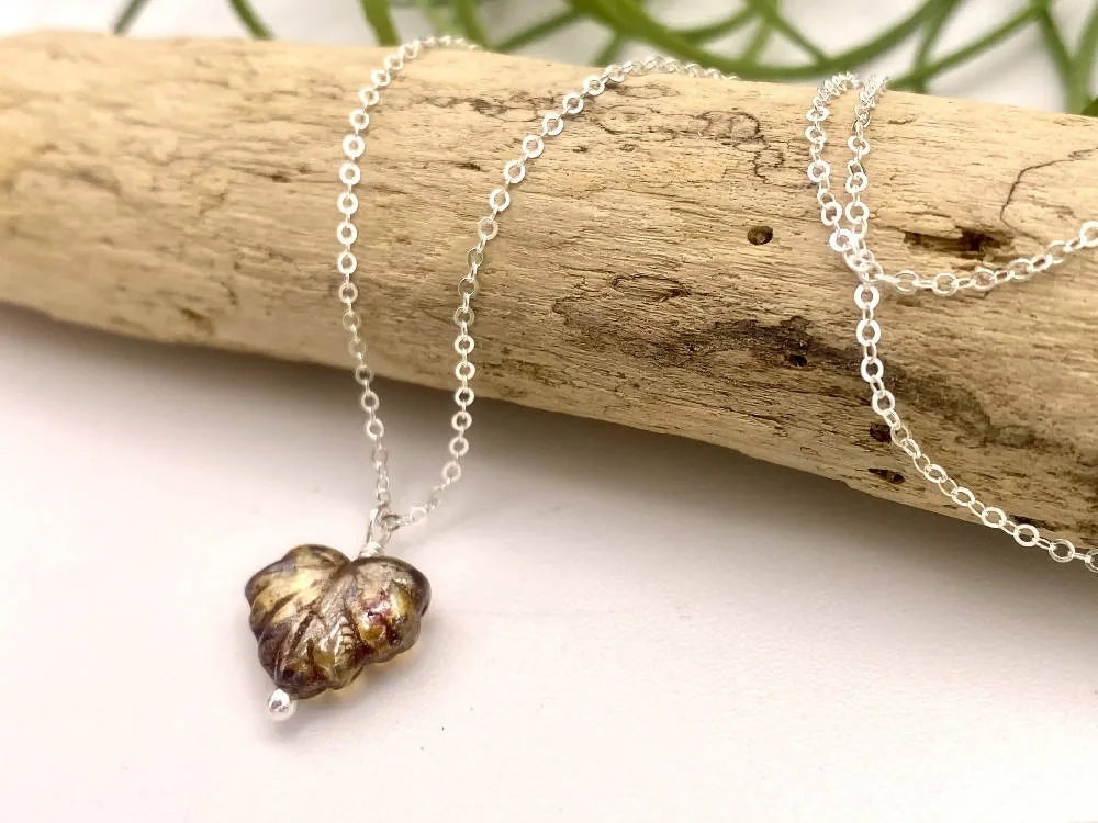 Amber Leaf Peeper Necklace