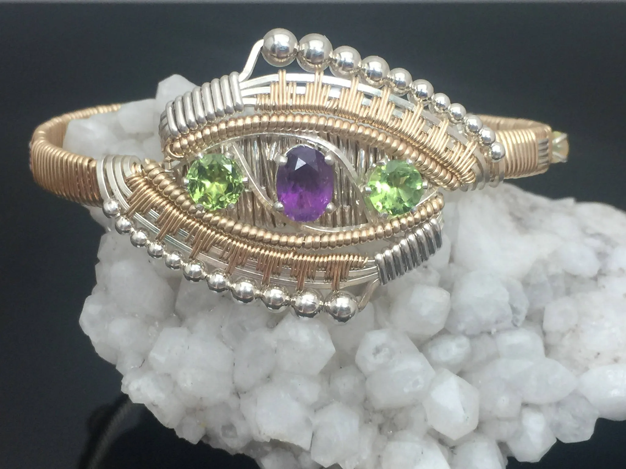 Amethyst and Peridot Eclipse Deco Bangle