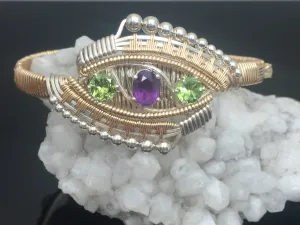 Amethyst and Peridot Eclipse Deco Bangle