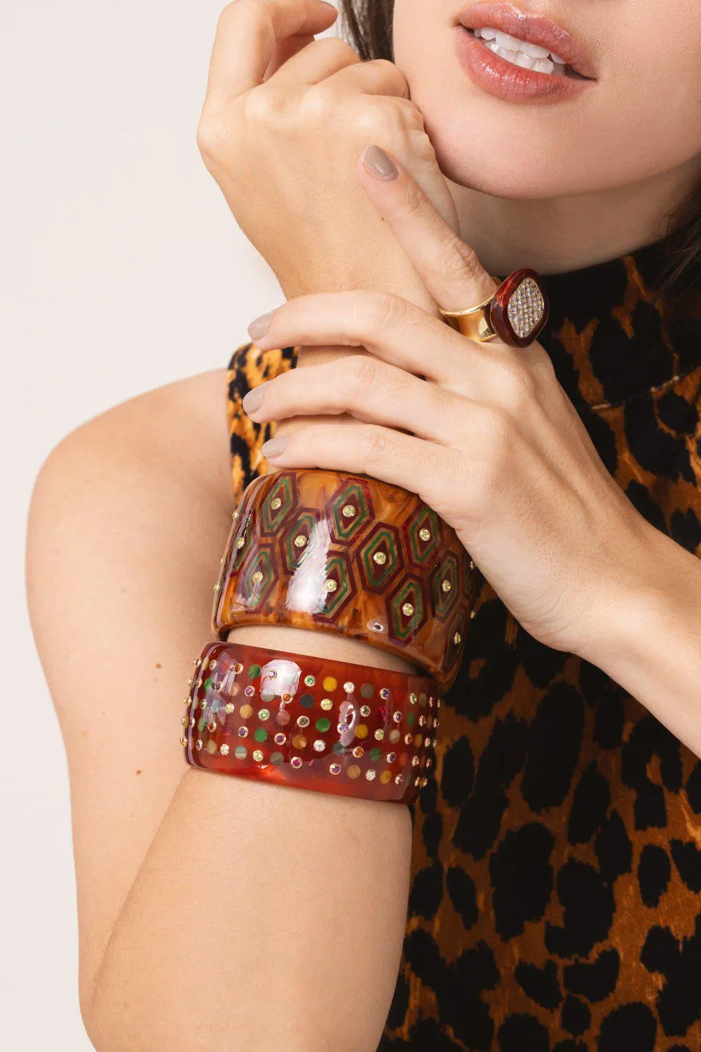 Amethyst Ruby Citrine Orange Bakelite Bangle