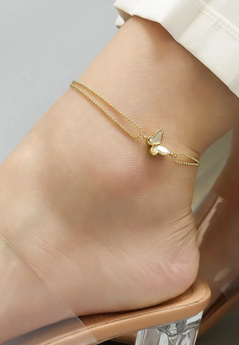 Angelic Butterfly Multi-Layer Pendant  Chain Anklet