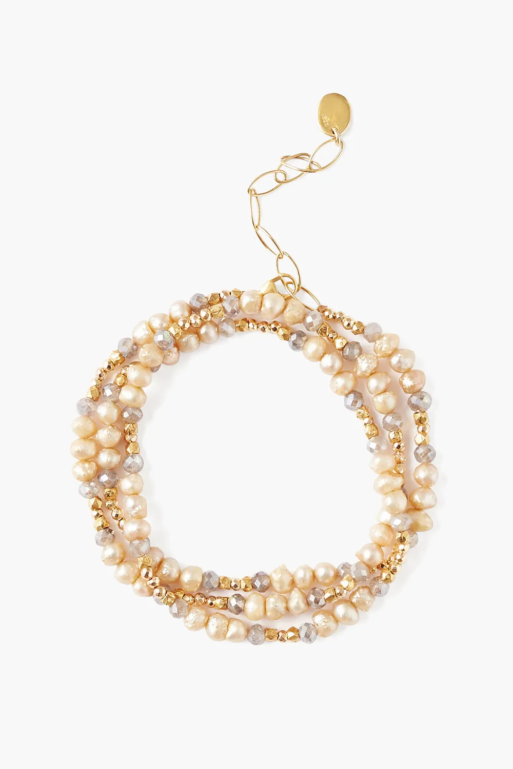 Antica Triple Naked Wrap Bracelet Champagne Pearl