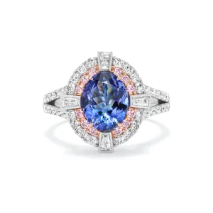 Argyle Pink Diamond and Tanzanite Ring