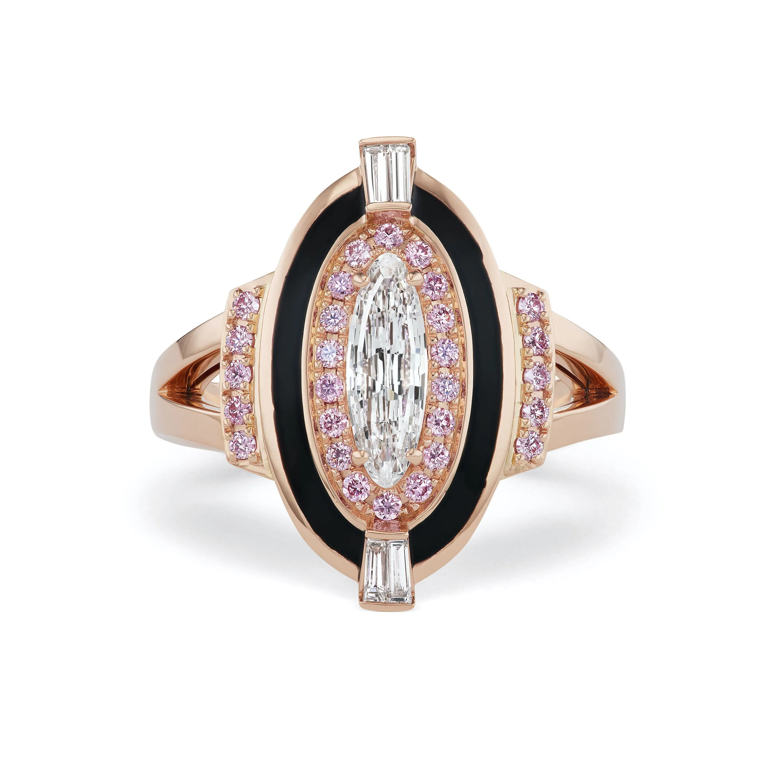 Argyle Pink Diamond and White Diamond Enamel Ring