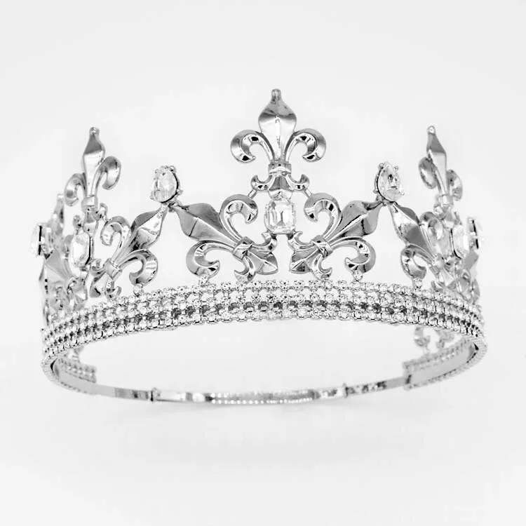 Baroque Vintage Royal King Crowns For Men Full Round Party Costume Hair Accessories