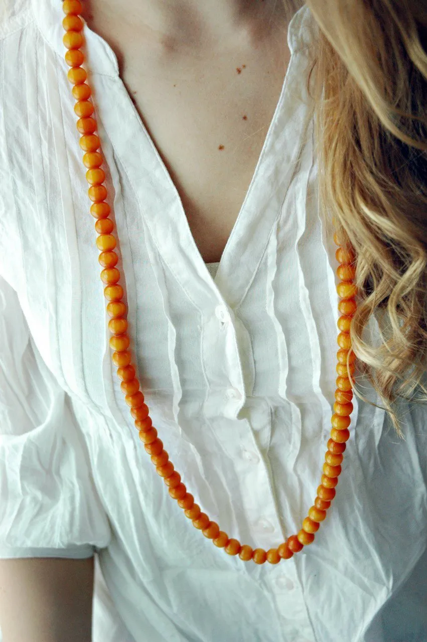 Beautiful Faux Amber Mala From Nepal