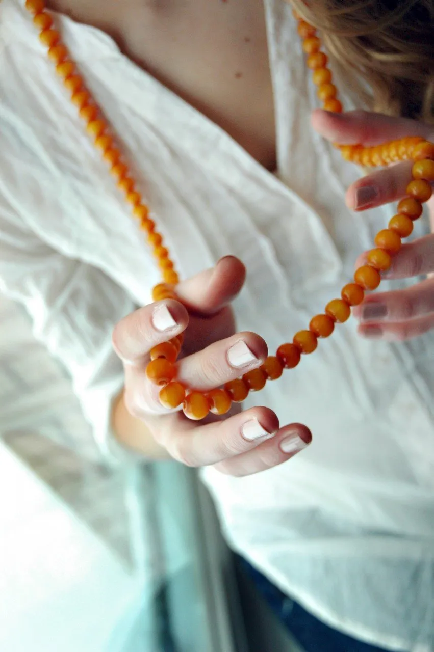 Beautiful Faux Amber Mala From Nepal