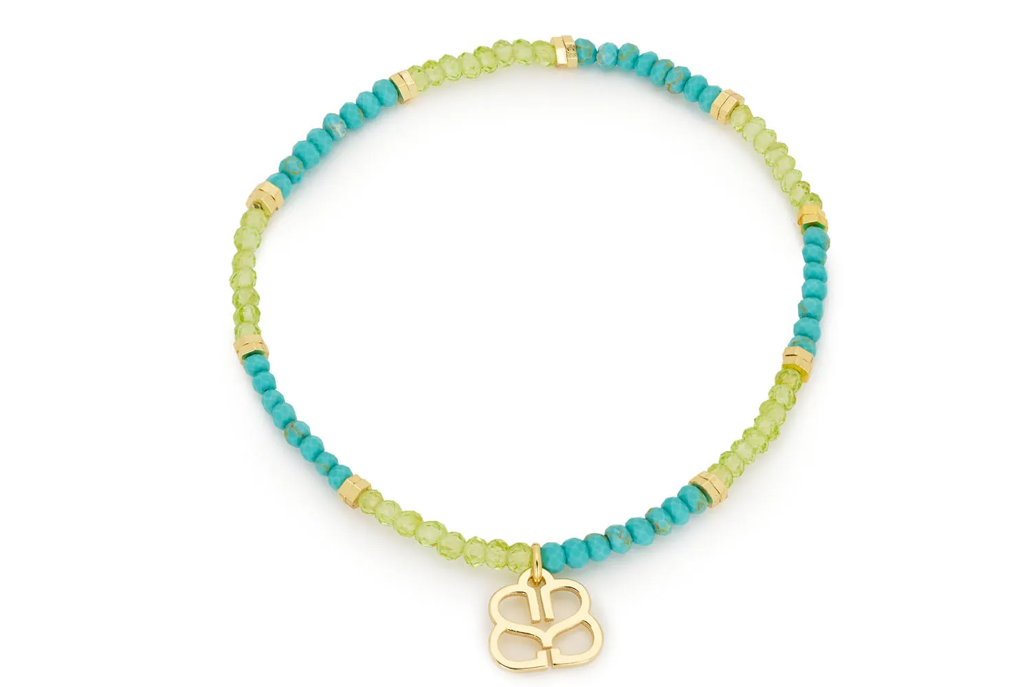 Bimini Peridot and Turquoise Gold Stacking Bracelet