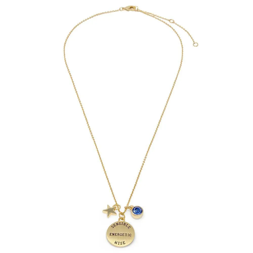 Birthstone Necklace September Gold Plated