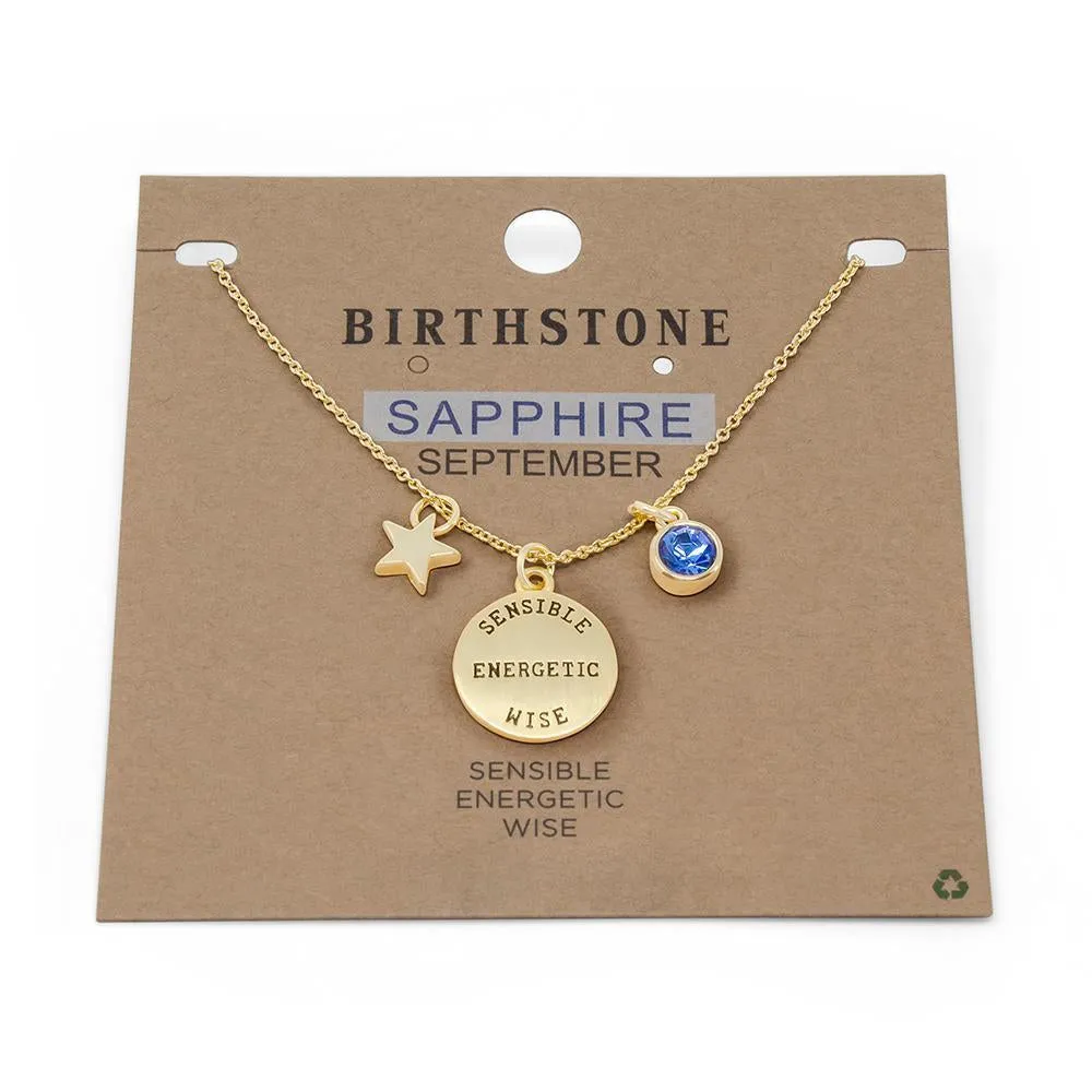 Birthstone Necklace September Gold Plated