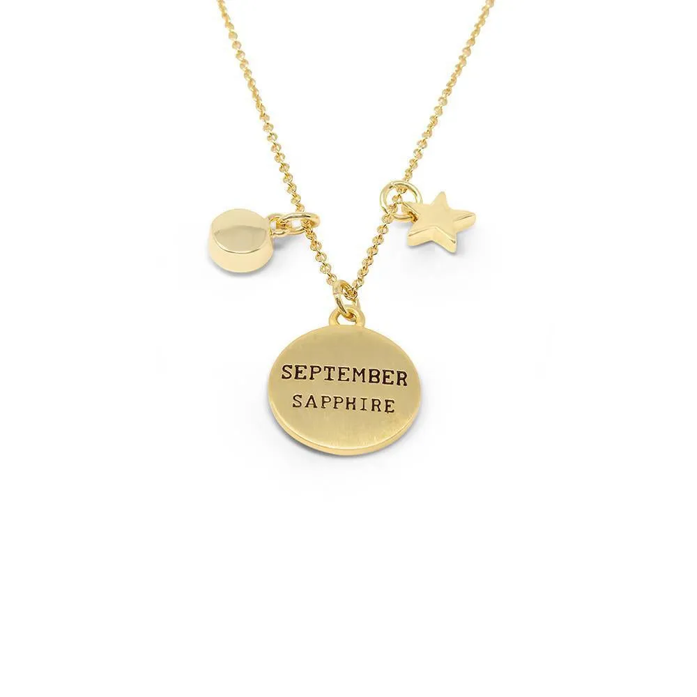 Birthstone Necklace September Gold Plated