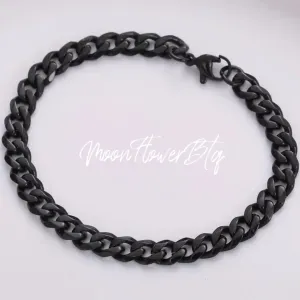 Black Thick Titanium Steel Cuban Link Bracelet