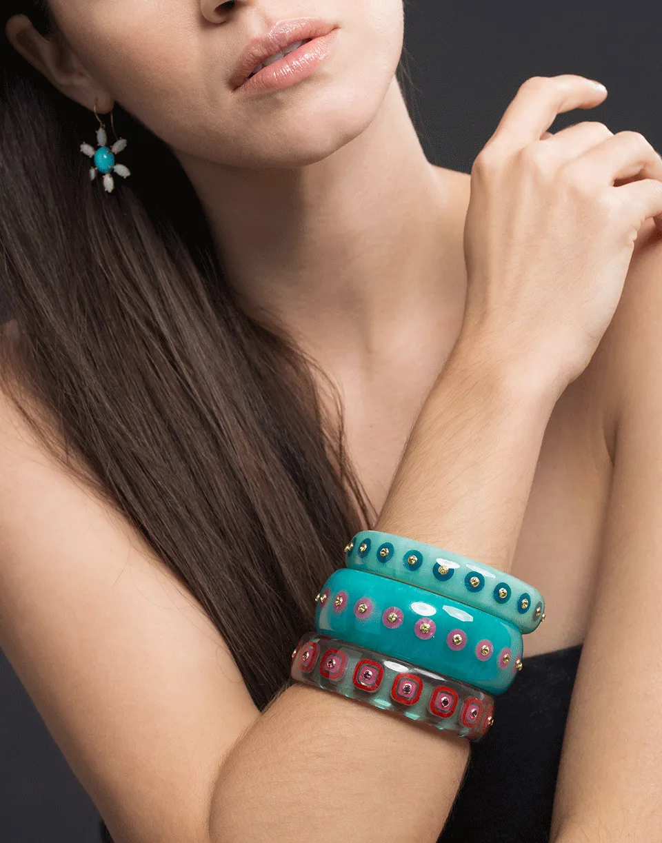 Blue and Pink Peridot Bangle