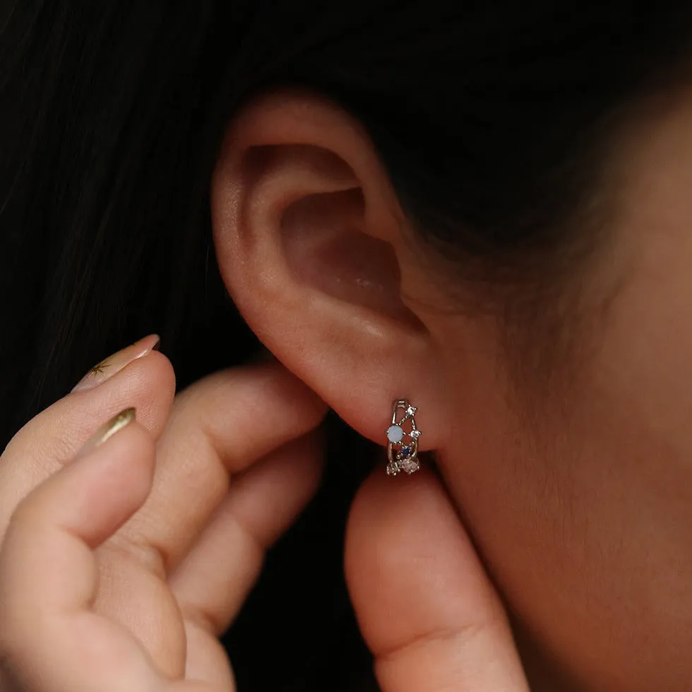 Blue galaxy semi-hoop earrings