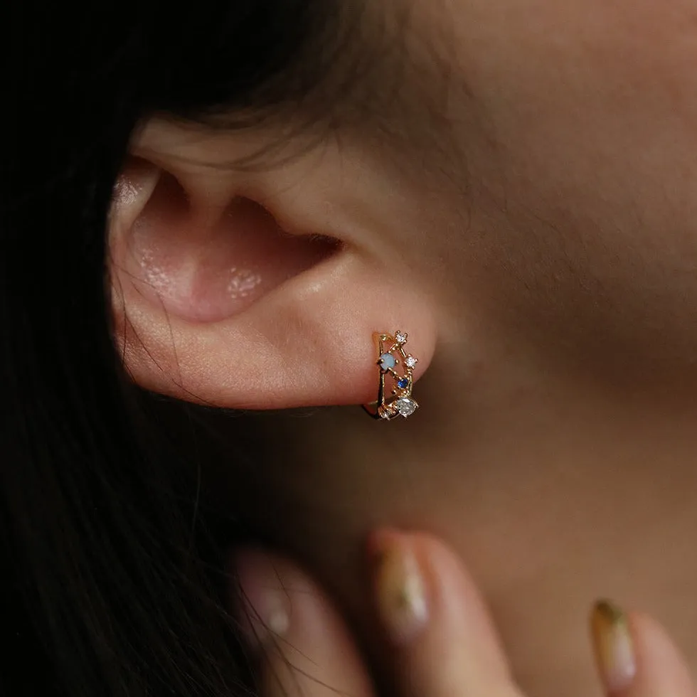 Blue galaxy semi-hoop earrings