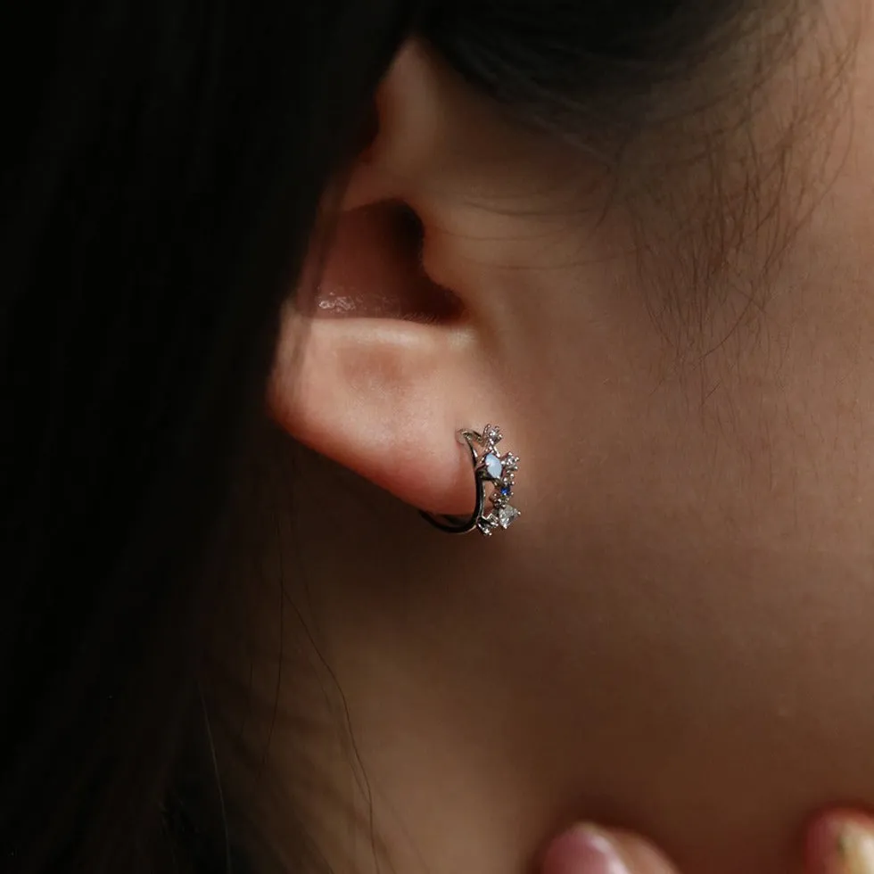 Blue galaxy semi-hoop earrings